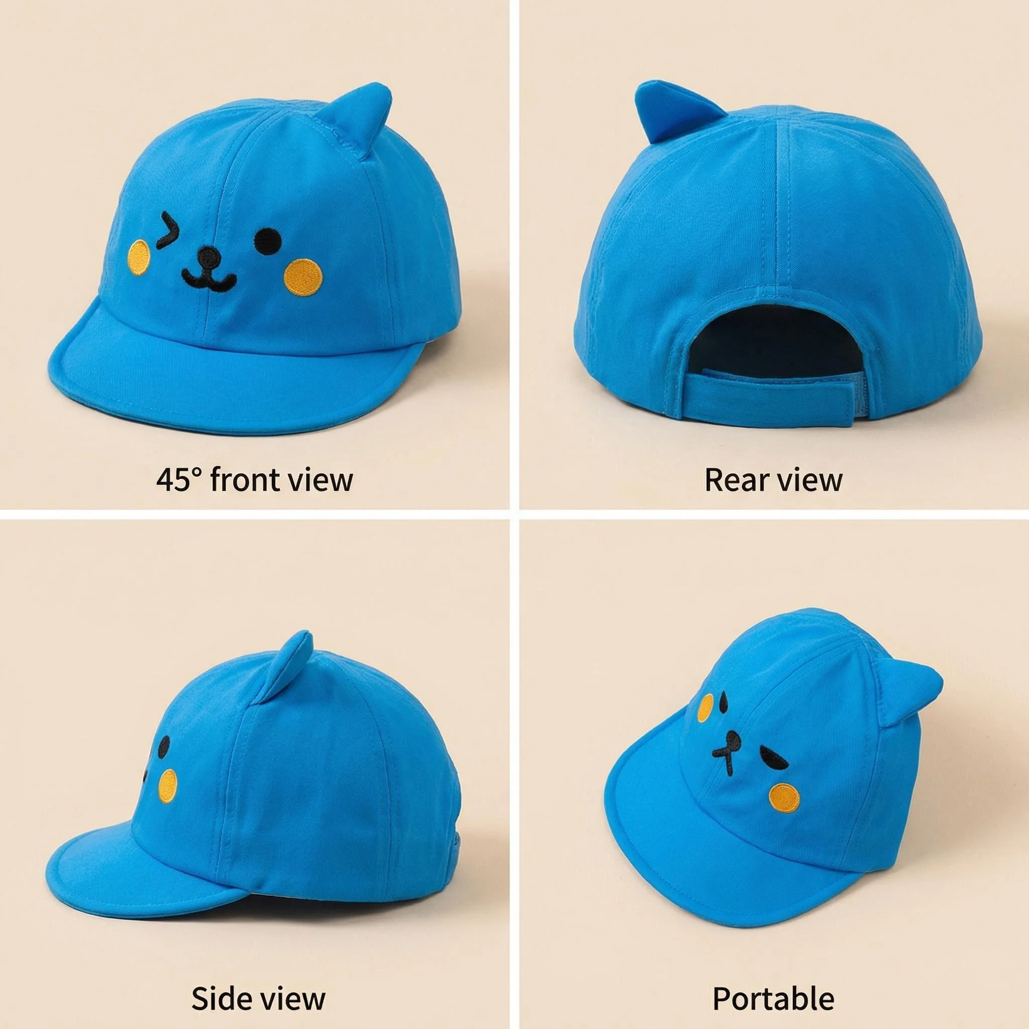 1PC Reversible Cute Cartoon Hat Velcro Adjustable Dome Baseball Cap Spring And Autumn College Youth Style Hat CJCYMZ004 view 5