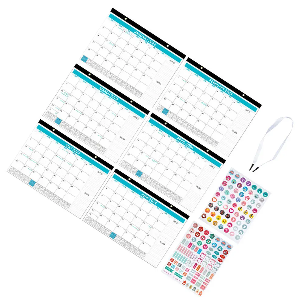 

1Set Lightweight Small Space-Saving Monthly Wall Calendar 2024-2025 with Blank Sections for Goals to-Do List and Date Marking