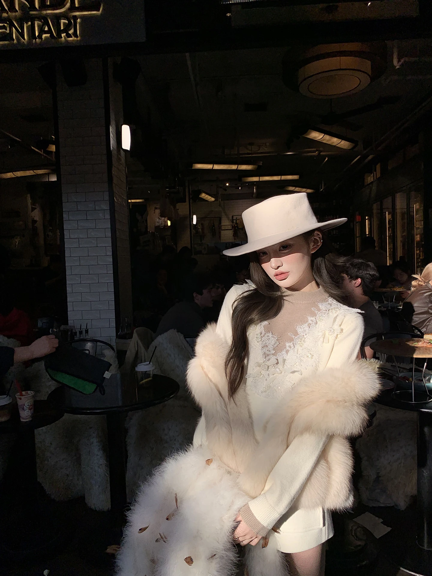 

Earth Store Gentle Rich Girl Sle Lace Trim Knitted Sweater Women's Inner Wear Base irt Casual Soft Polyester Fiber Long S...