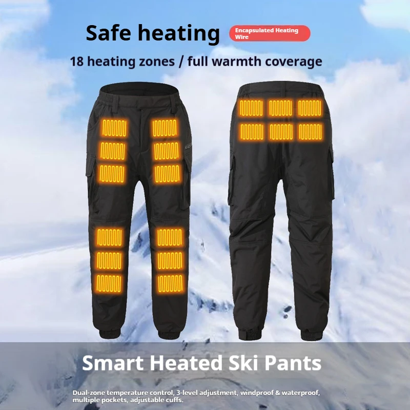 

New Winter Thickened Heating Pants Unisex Casual Electric Heated Long Trousers Multiple Pockets Warm Knee Area Motorcycle Gear