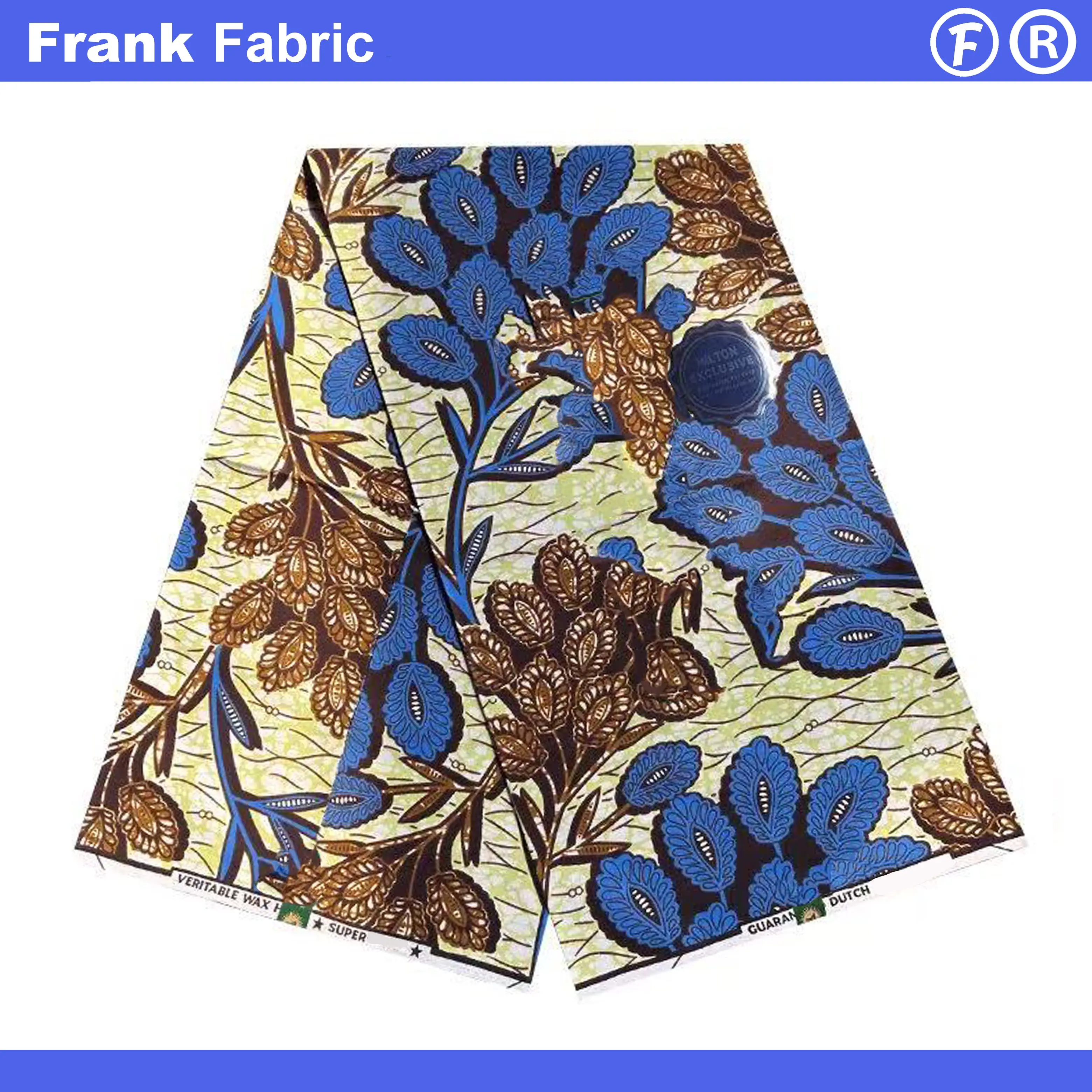 

Супер африканская ткань с восковым принтом, 45 дюймов, 100 хлопок, настоящая мягкая голландская ткань Анкара в стиле батик для шитья платьев, оптовая продажа FF2508.034