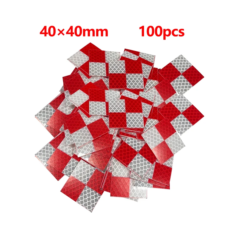 แผ่นสะท้อนแสงตารางสีแดงและสีขาวขนาด40x40มม. 100ชิ้นสำหรับการสำรวจทั้งหมดของสถานีสติกเกอร์สะท้อนแสง