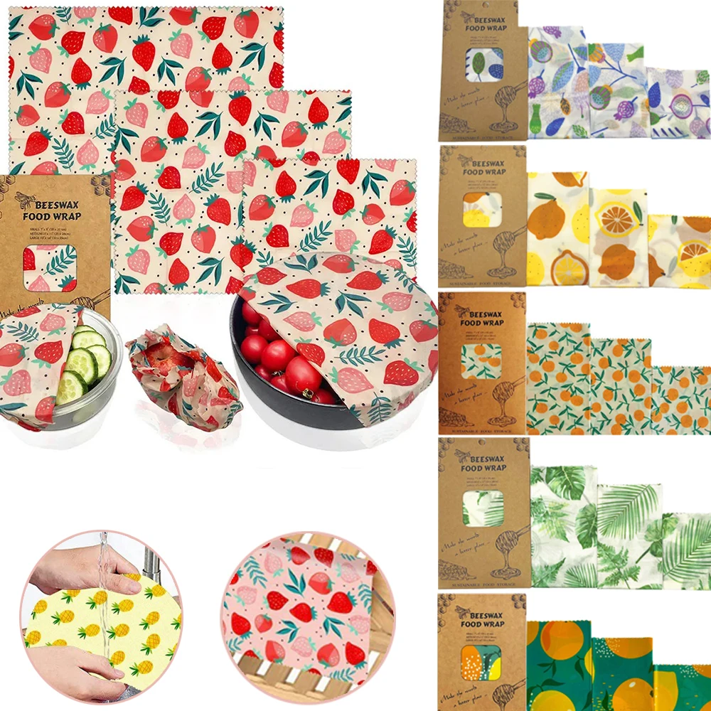 

New Reusable Beeswax Wrap for Food Fresh Bag Lid Cover Stretch Lid Jungle Party Bees Wax Wrap Sandwich Cheese Packaging Paper