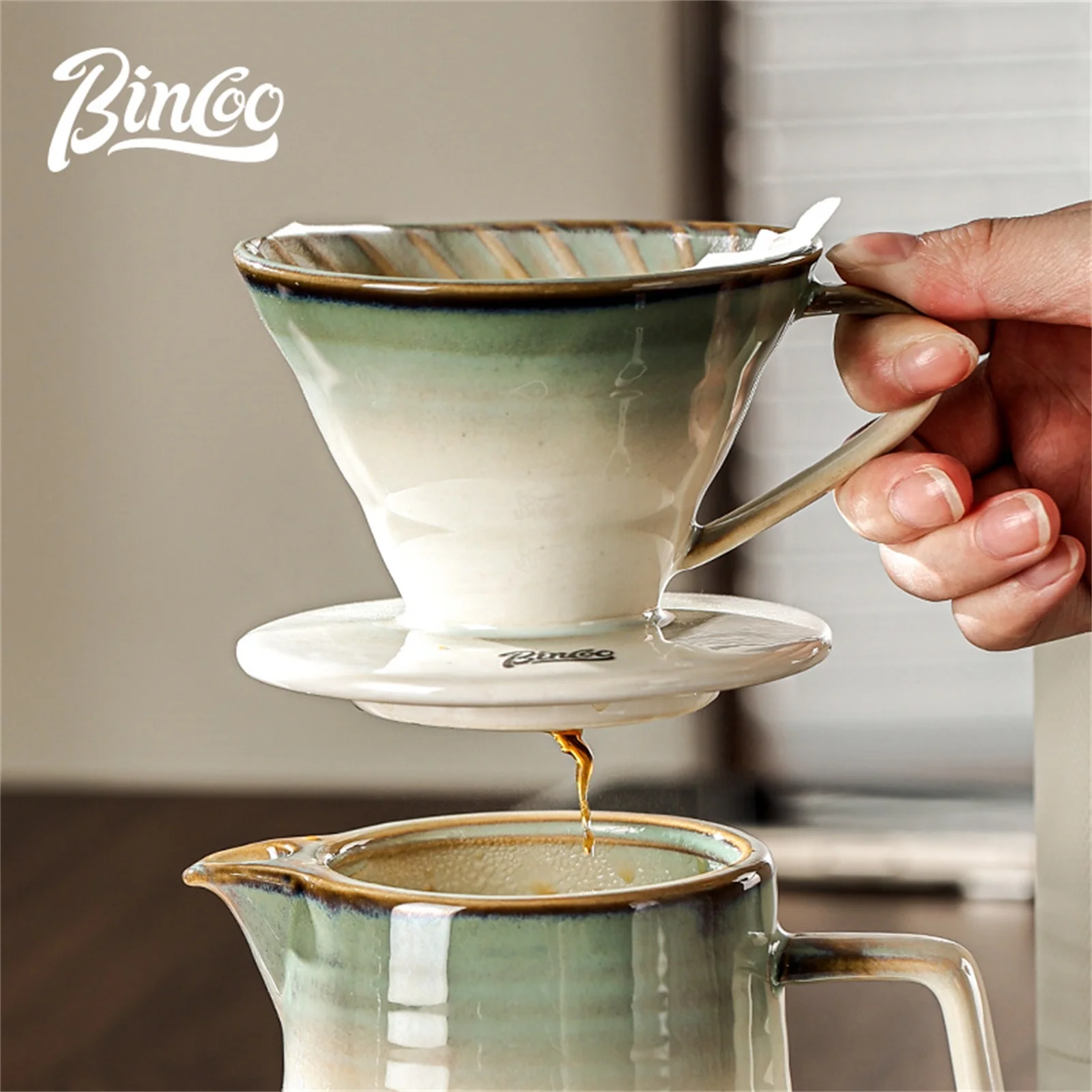 BINCOO Ceramic Coffee Filter Cup Reusable Filters V Style Coffee Maker Conical Hand Brewed Funnel Dripper Filter Cup Coffee Tool - Image 3