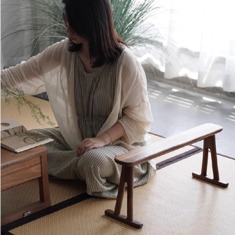 

New Chinese Solid Wood Armrest Table Zen-Inspired Tatami Resting Table North American Black Walnut Side Tables for Living Room