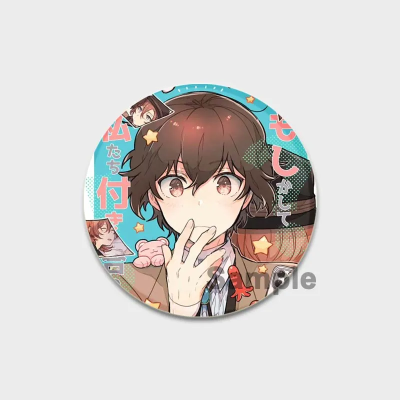 Anime Lapel Pins, Cute Cartoon Brooches, Badge for Bag Hat, Jewelry Gifts, Nakajima Dazai Osamu Nakahara Chuya, 58mm