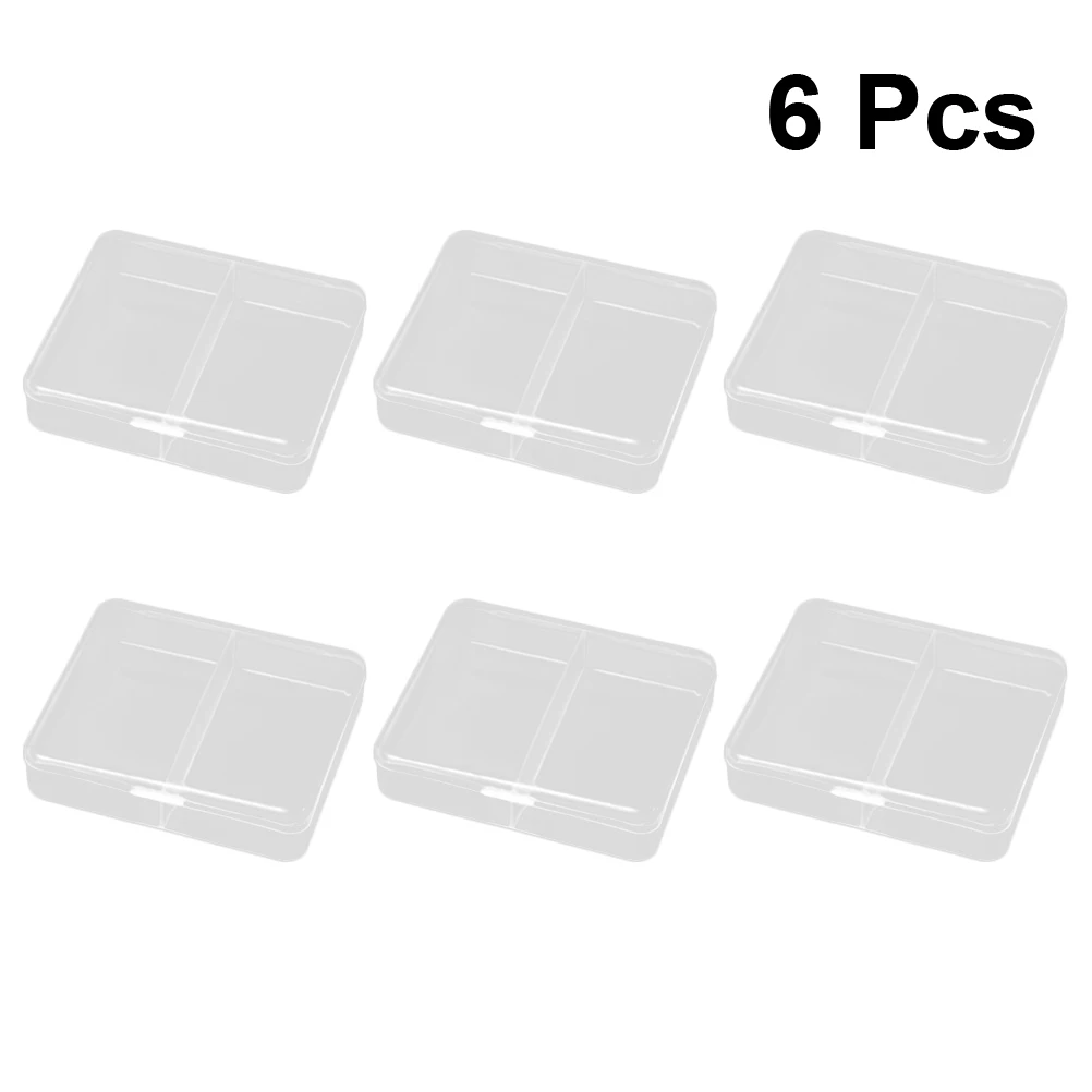 

6pcs Plastic Storage Box Transparent Rectangular Case Organizer Container For Kids Students Office School Birthday Christmas