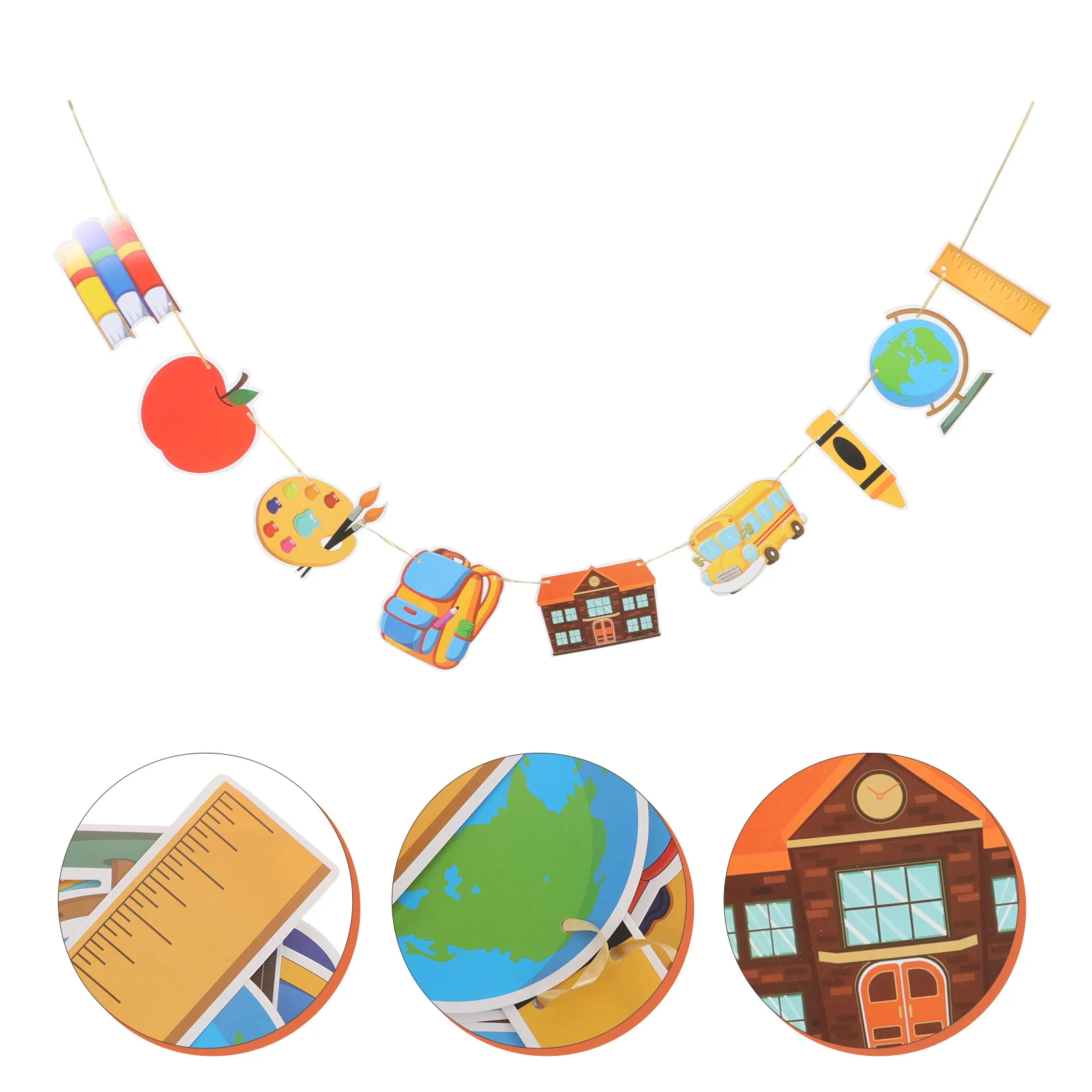 

2 Sets Back to School Banner Garland Cartoon Classroom Decorations First Day School Welcome Banner Posters for Elementary