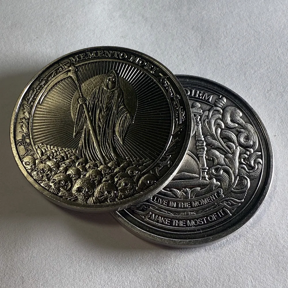 تذكار موري كاربي ديم تصميم جمجمة الساعة الرملية، هدية تحفيزية للقوة والشجاعة وفلسفة الحياة