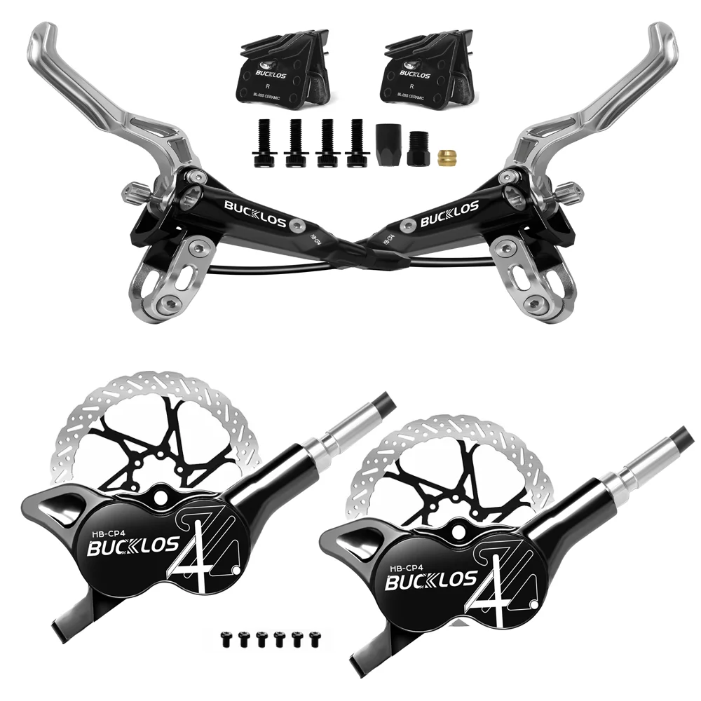 BUCKLOS 4-Kolben MTB Hydraulische Bremsen Fahrradbremse Vorder- und Hinterradbremse 850mm/1550mm Fahrrad-Scheibenbremse für MTB Fahrradzubehör – Detail 8