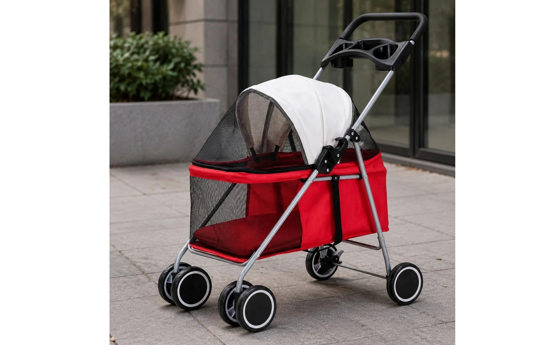 Foldable Pet Stroller twinWheel Pet Carrier for Outdoor Transport