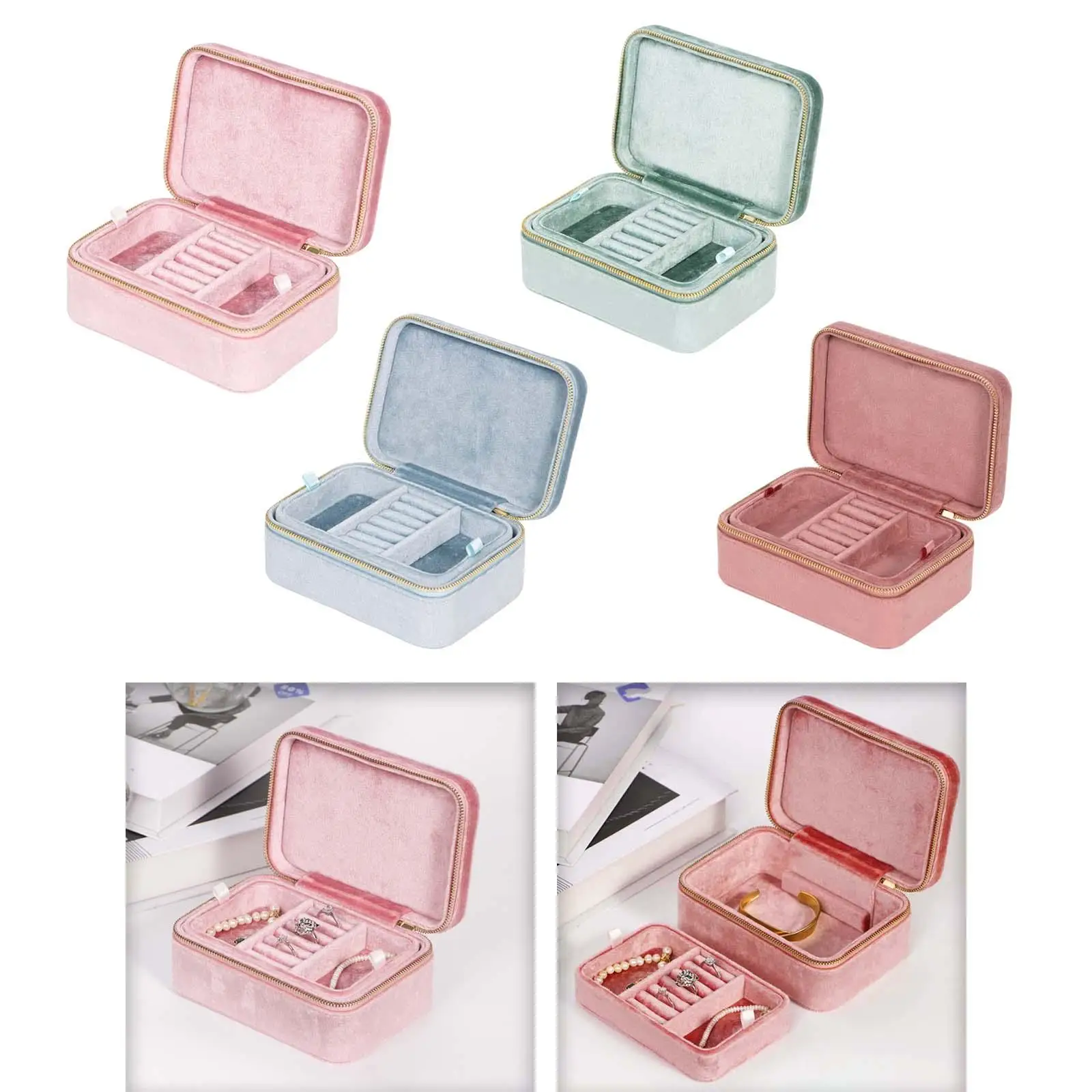 Double Layer Jewelry Organizer Box Gift Lightweight Storage Travel Jewelry Case for Rings Necklaces Watch Bracelets Travel