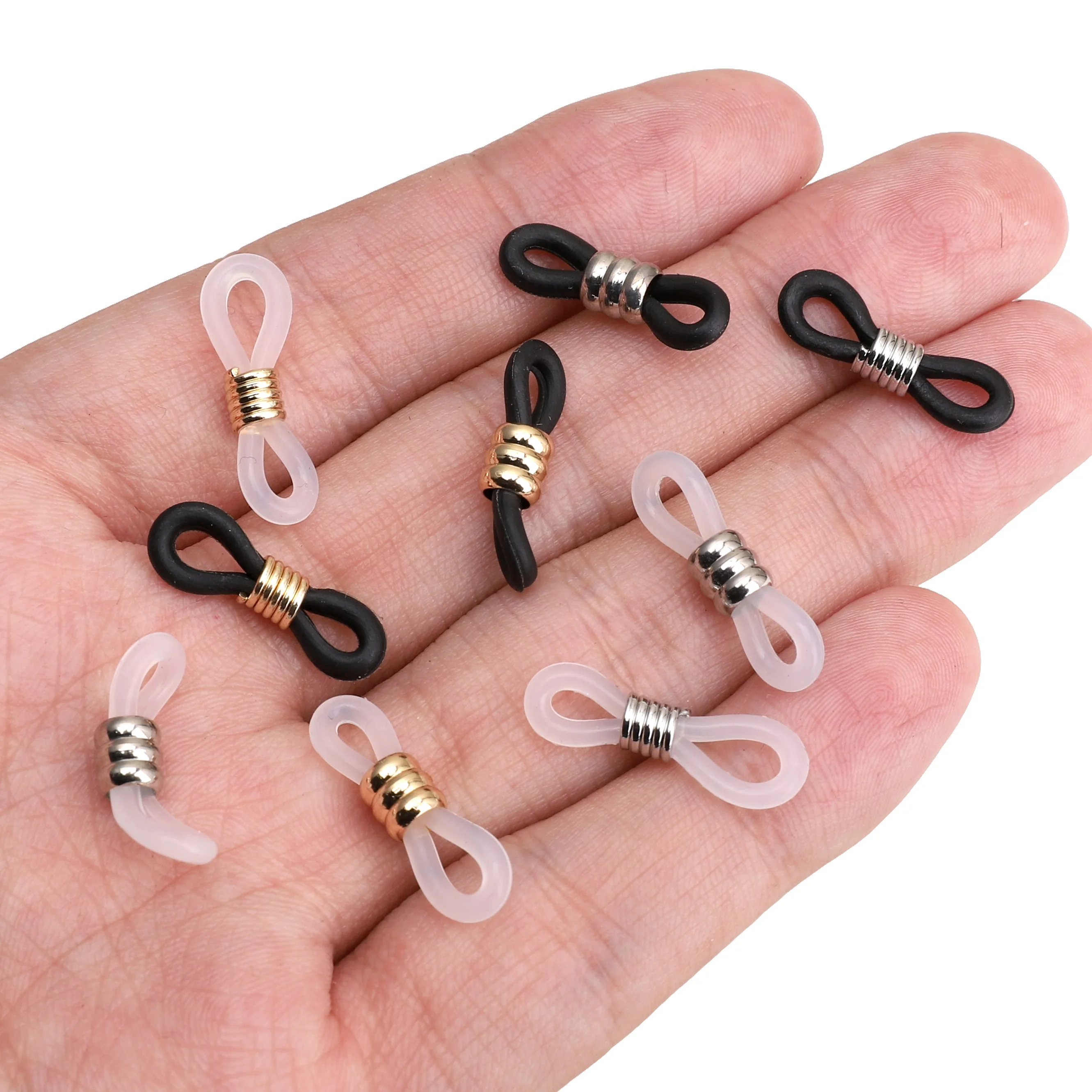 

2pcs Eyeglass Chain Ends Adjustable Silicone Rubber Connectors for DIY Sunglasses Eye Glasses Holder Necklace Jewelry Making