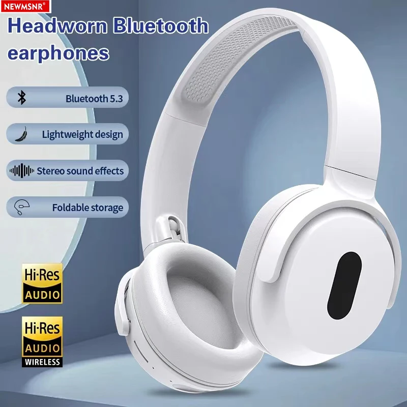 Newmwsnr alta fidelidade estéreo dobrável sem fio fones de ouvido bluetooth esportes com cancelamento ruído com microfone gamer