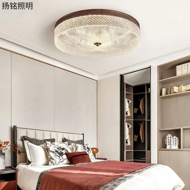 High-end Simple American Retro Walnut Household Super Bright Eye Protection Study Room Lamps Medieval Style Bedroom Ceiling Lamp