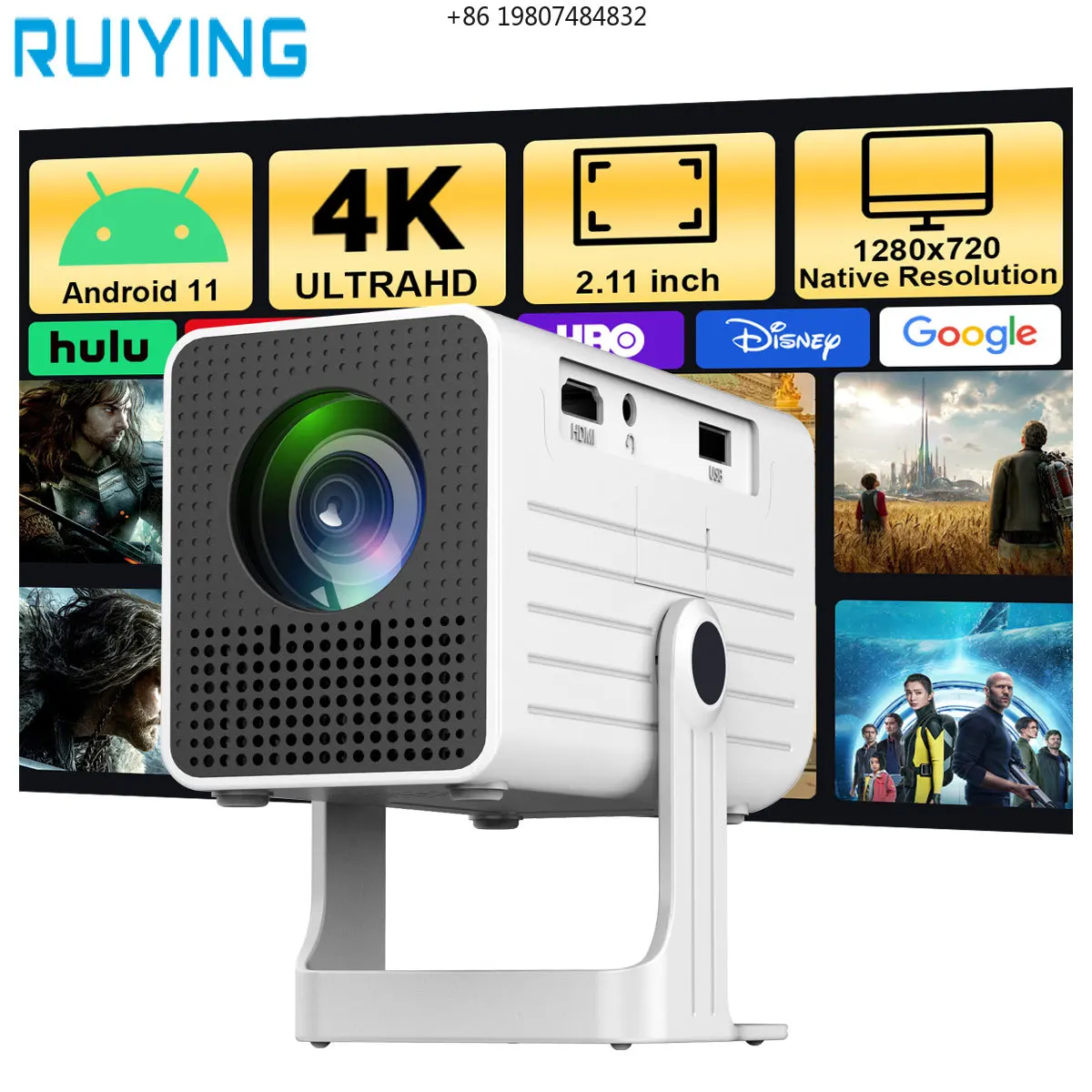 

Android 110 BT WiFi Manual Focus Electronic Keystone N6 High Aesthetics Portable Projector 2Inch Open 720P Optics 1080P Decoding