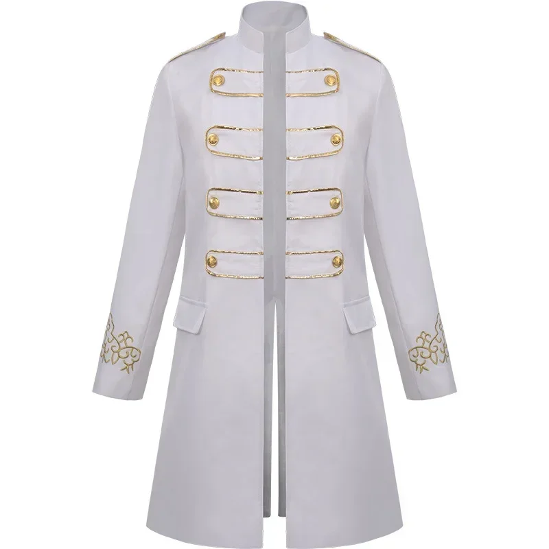 2025 هالوين الساخن بيع الكبار القرون الوسطى البخار الشرير الأوروبية والأمريكية المطرزة الرجال معطف طويل المرحلة البدلة