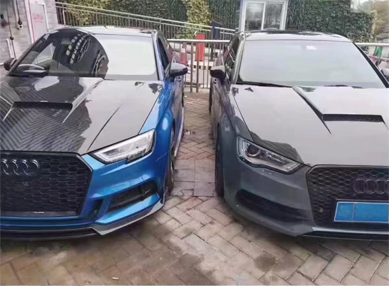 لأودي A3 S3 RS3 2013 2014 2015 2016 2017 2018 2019 ReaI ألياف الكربون الجافة محرك غطاء محرك السيارة مجموعة غطاء