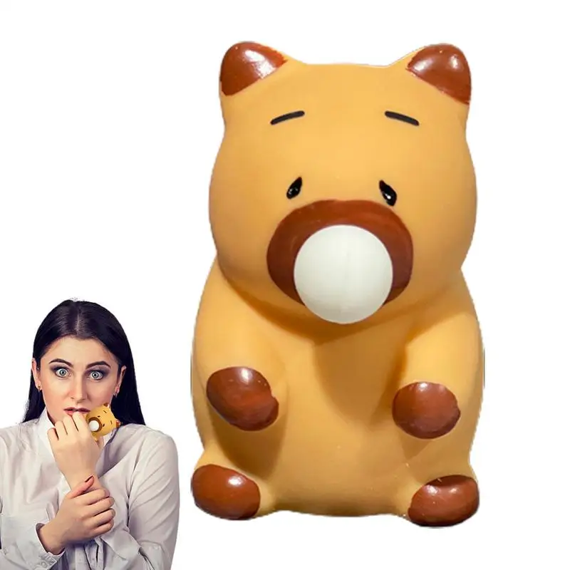 Brown Capybara Doll Pinch Music Toys Squeeze Spit Bubble Decompressio n Toy For Kids Sensory Fidget Toys Schoolbag Doll Pendant