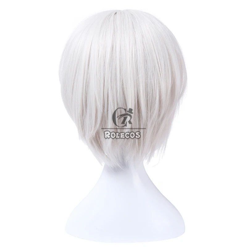 Rolecos Nier: Automata 2b Yorha Nr. 2 Heldin Cosplay Pruiken 30Cm Vrouwen Kort Zilver Wit Cos Pruik Hittebestendig Synthetisch Haar