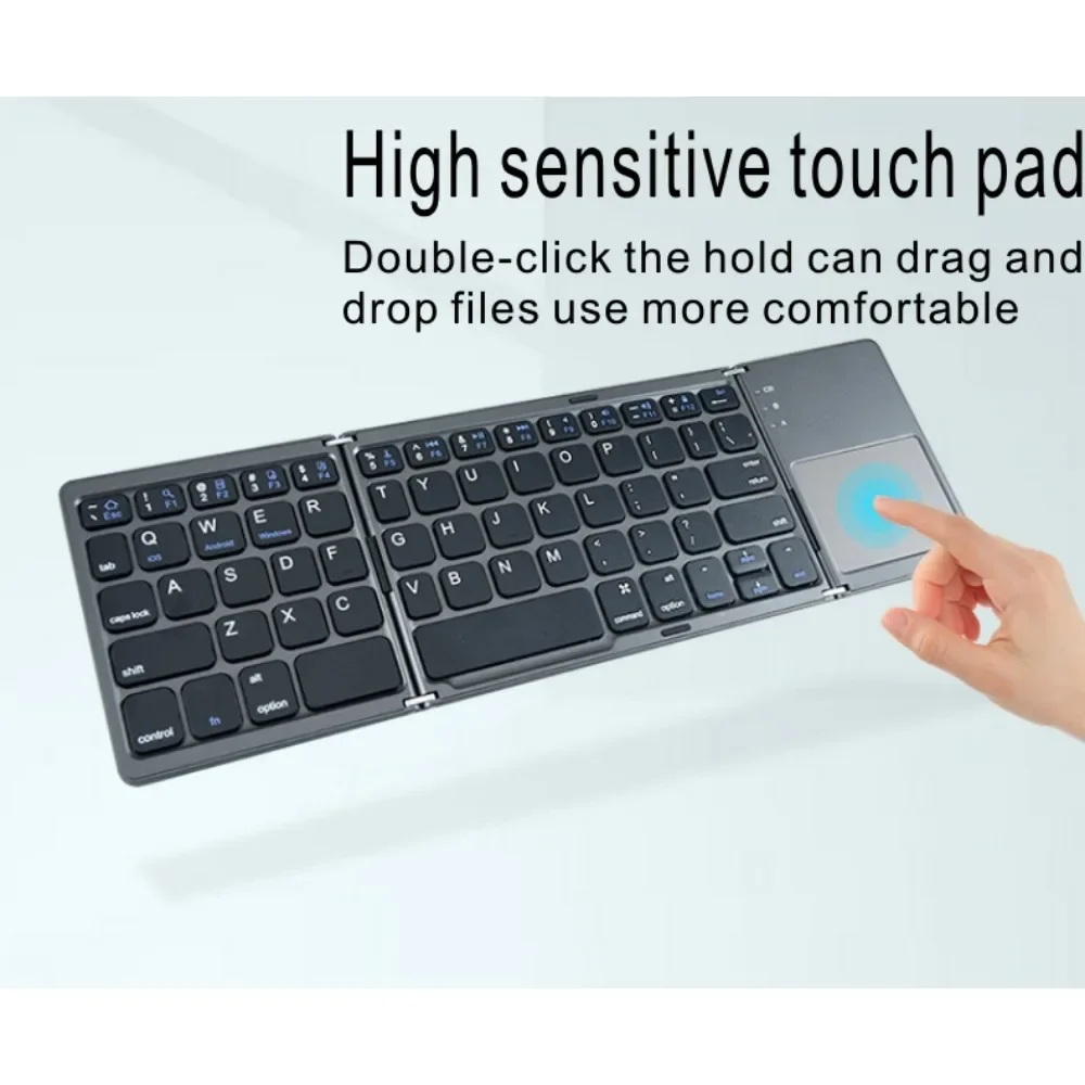 3 Fold Touchpad Keyboard  Micro Wireless Bluetooth Keyboard for IOS Android Windows Ipad Tablet Easy To Carry