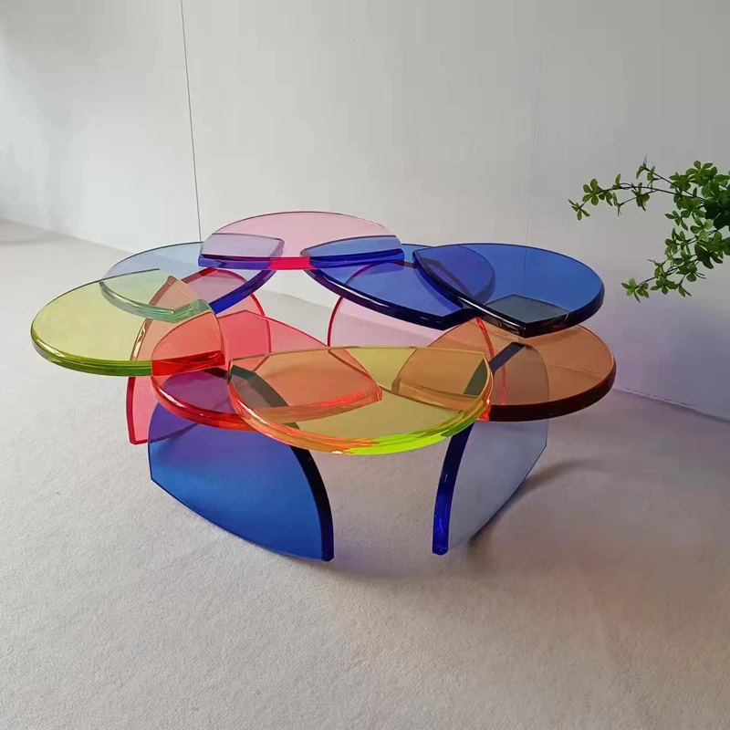 Nordic modern creative designer ins acrylic dazzling color panels coffee table coffee table