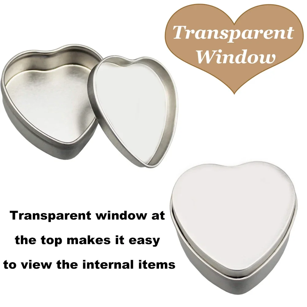 12PCS 2oz Heart Shaped Metal Tins Tinplate Empty Candy Jars Empty Refillable Aluminum Candies Cans DIY Crafts Cosmetic Container
