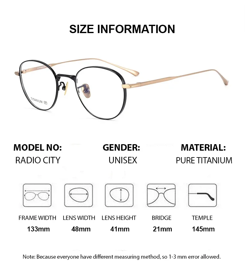 Designer Glasses Round Retro Eyewear Pure Titanium Premium Oval Frame Men Myopia Presbyopia Farsight Lenses Glasses Women