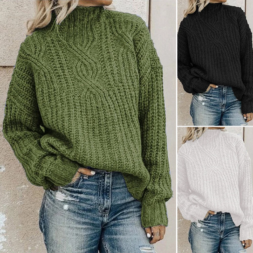 

Loose Vintage Harajuku Lantern Long Sleeve Women Sweater Autumn Winter Knitwear Soft Warm Tops Chic Solid Femme Sweater