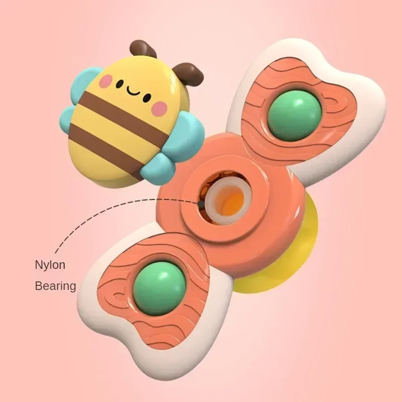 1PC Baby Cartoon Insecten Spinners Speelgoed ABS Zuignap Tol Rammelaars Fidget Stress Reliever Kids Bad Speelgoed