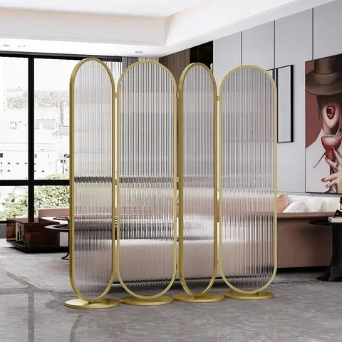 초백색 유리 스크린 파티션 거실 접이식 입구 식당 이동식 바닥 무타공 파티션 장식