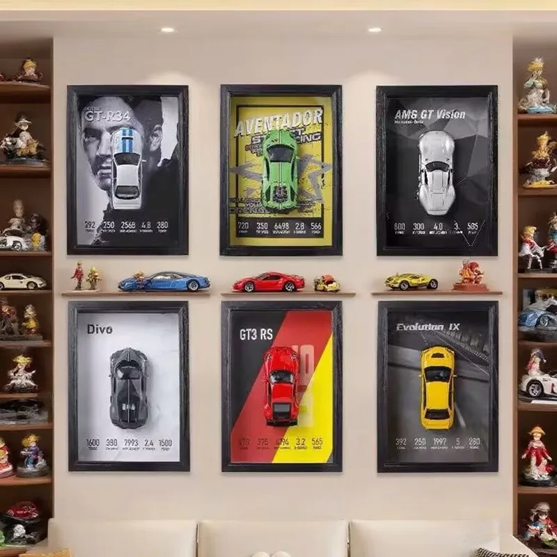 

1:32 Alloy Metal Sports Car Model Photo Frame Version 3D Racing Car Vehicle Hanging Painting Collection Kids Toy Gift Decoration