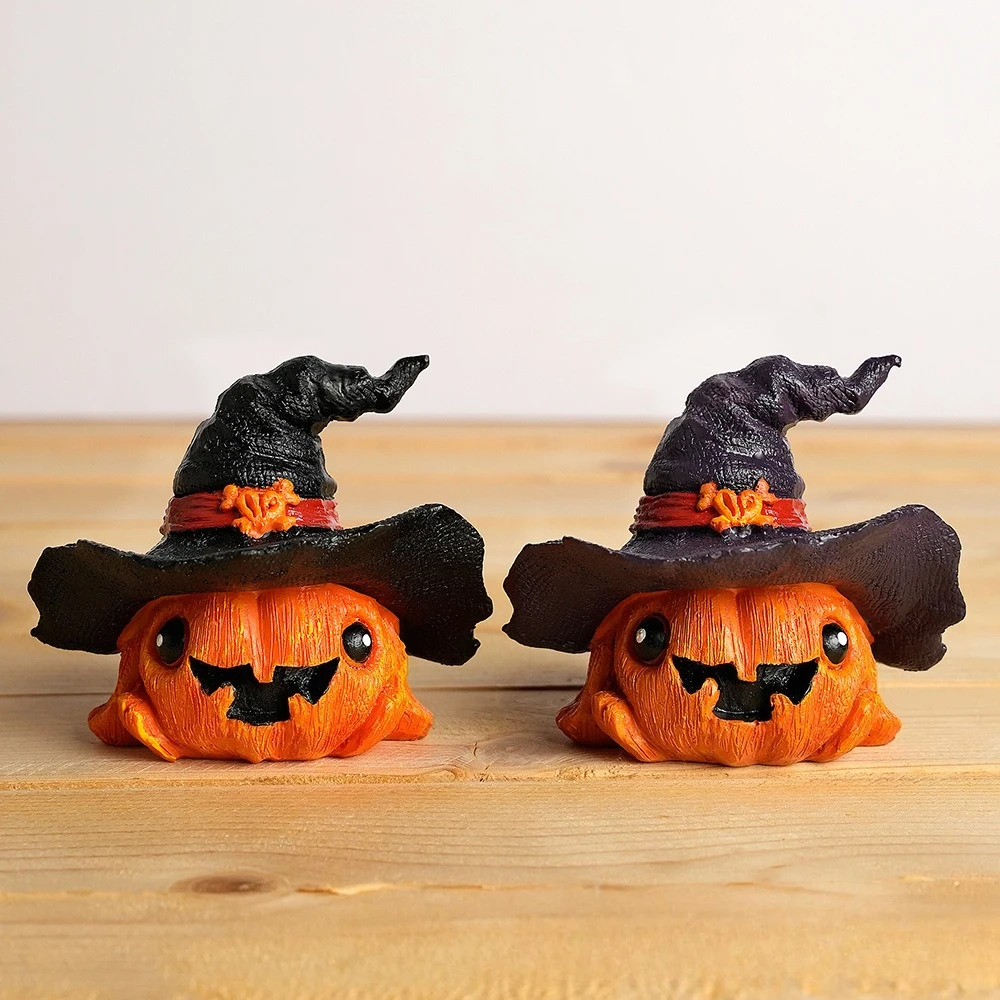 Resin Handicrafts Cartoon Pumpkin Halloween Decorative Accessories Wizard Pumpkin Decorative Figurines Home Decoration