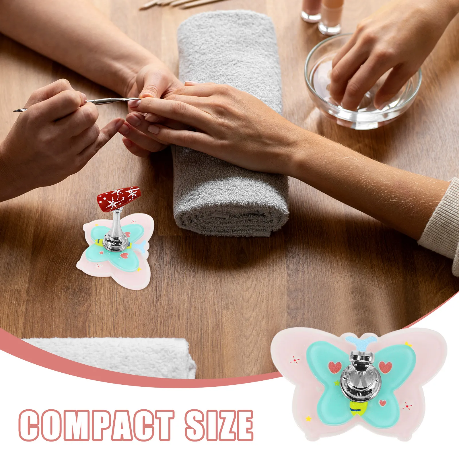Double Layer Acrylic Nail Art Stand 3D Butterfly Holder for Salon Display Portable Nail Painting Display Holder