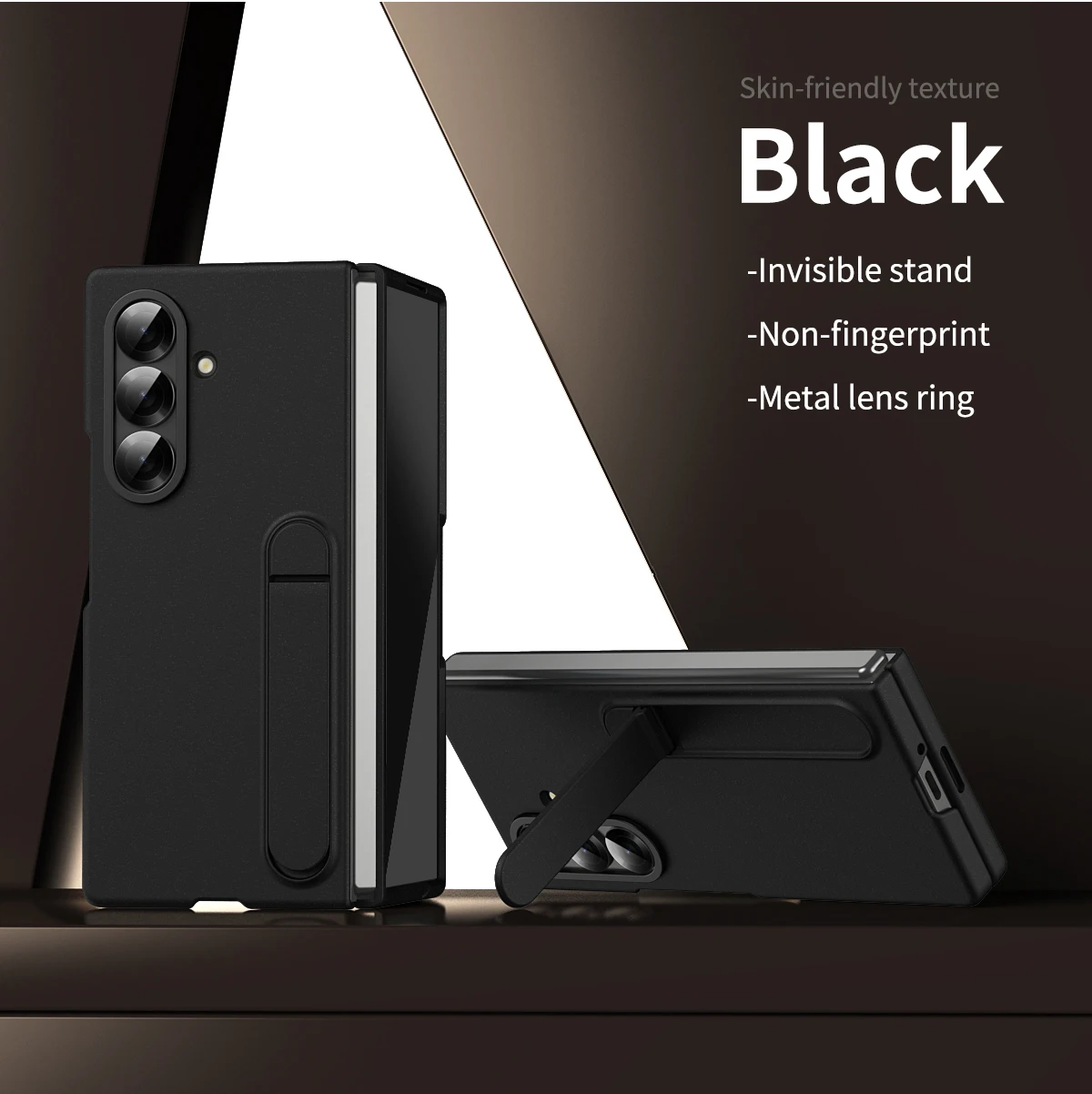 Funda Thin PC Plastic Hard Metal Case For Samsung Galaxy Z Fold 3 4 5 6 7 8 Anti-drop Anti-slip Lens Kickstand Protection Cover