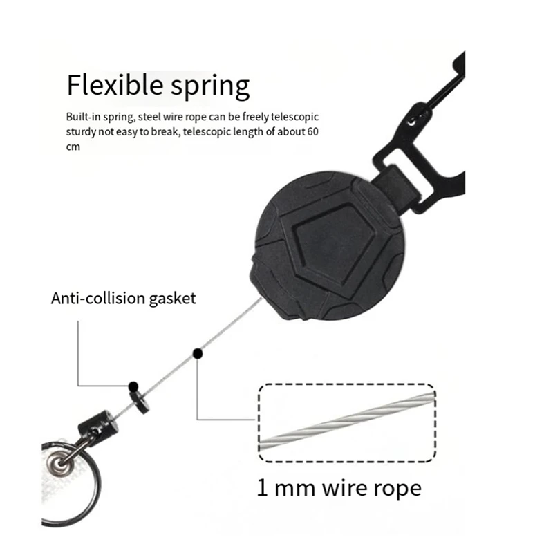 4 Pack Retractable Keychain, Badge Holders, Badge Reel With 23.6Inch Retractable Cord, Multitool Carabiner Key Chain Easy To Use