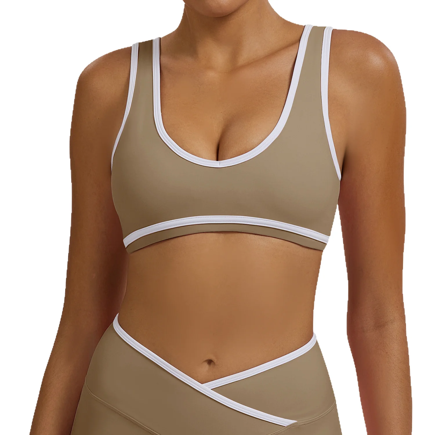 Nuovo colore collisione spalline larghe biancheria intima sportiva donna allenamento in palestra reggiseno yoga antiurto abbigliamento fitness da corsa ad asciugatura rapida all'aperto