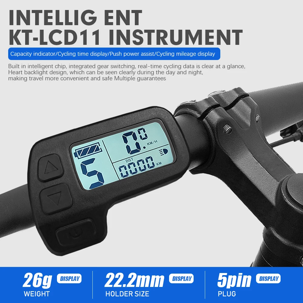 

Electric Bike Display KT LCD11 E-bike Display 36V 48V Ebike Computer for E Bike Kunteng Controller SM or Waterproof Connector