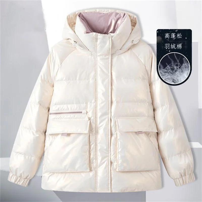 Chaquetas acolchadas brillantes sin lavado para mujer, Parkas cortas, prendas de vestir para niña, abrigos acolchados de algodón para invierno, jp512, novedad de 2023