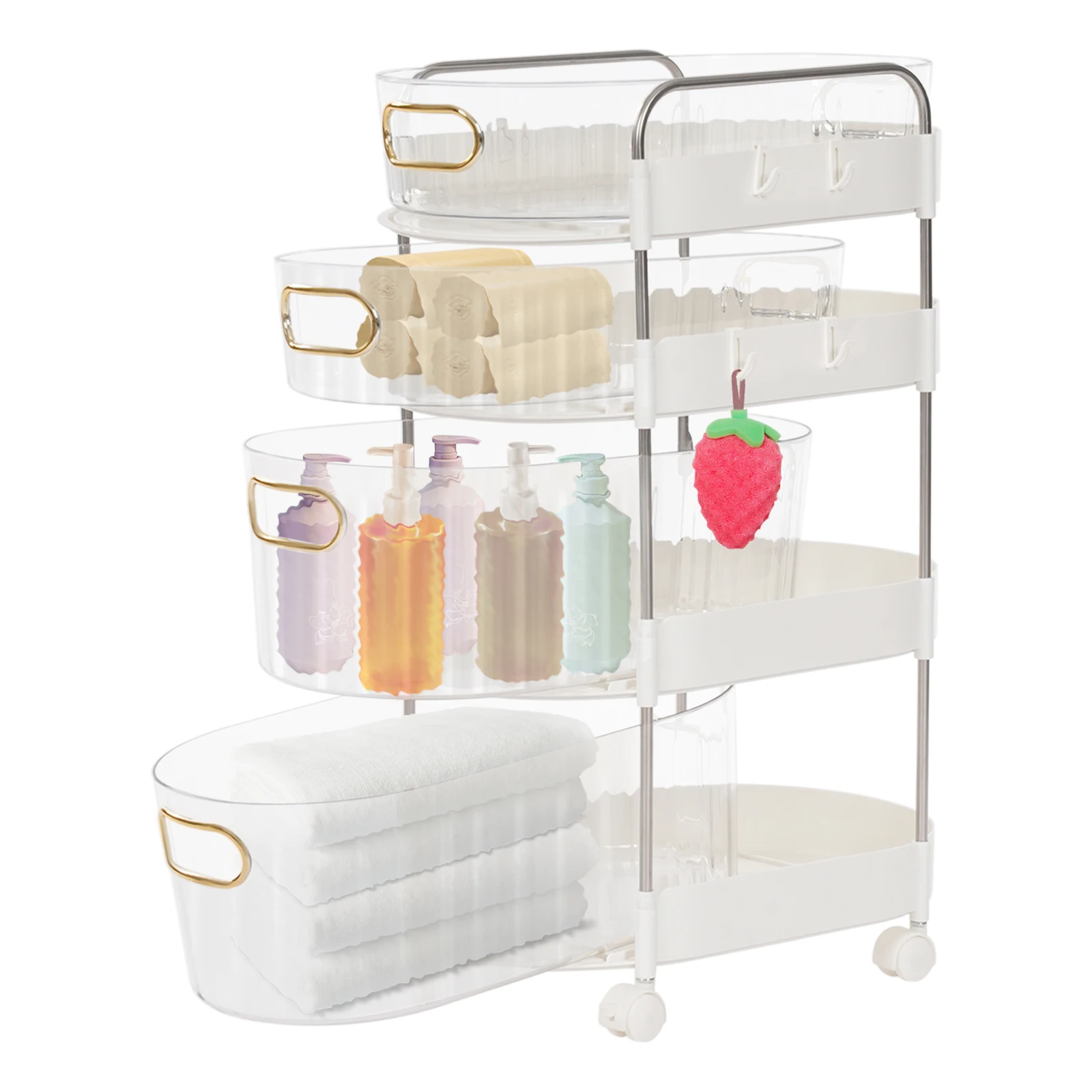 Stylish Desk Apothecary Cabinet,2 Small & 2 Large Drawers,Gilded Handles,Efficient Storage