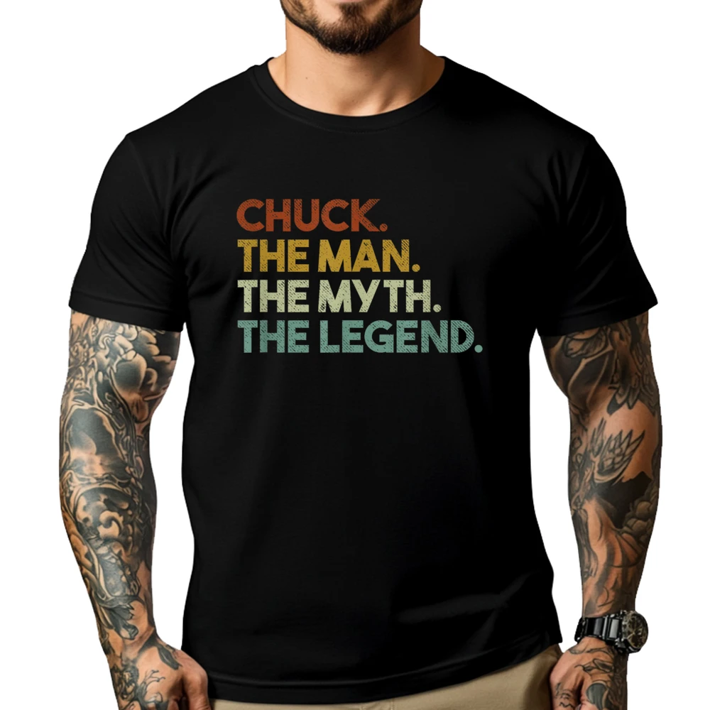 

Chuck Personalized Giftschuck The Man The Myth The Legend Vintage Graphic T Shirts Men Streetwear Men Big Size Geek