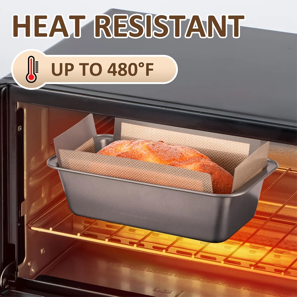 مقلاة رغيف الخبز من السيليكون لمقالي الخبز - بطانات خبز آمنة للطعام، غير لاصقة وقابلة لإعادة الاستخدام، سهلة التنظيف، مقاومة لدرجات الحرارة العالية