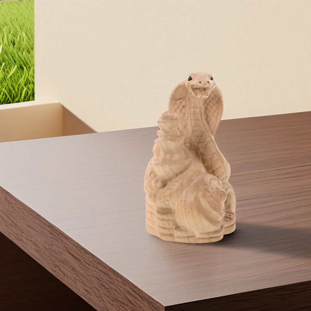 

2Pcs 2025 Year of Snake Wood Carving Crafts Chinese New Year Decor Exquisite Artisan Luck Fortune Home Accent