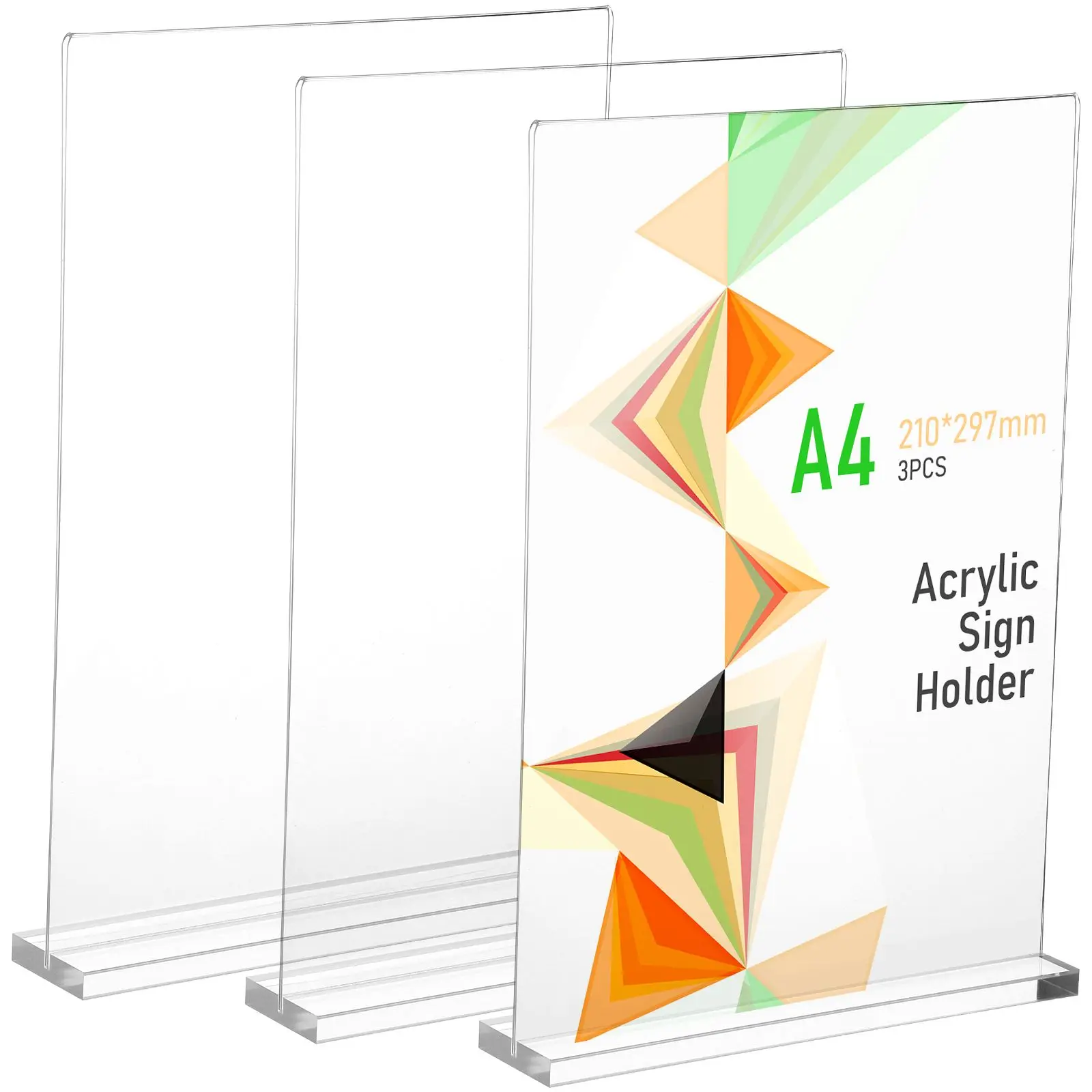 

3 Pcs A4 Acrylic Table Sign Holders 210x297mm Clear T Sponge Stand Display Stands Price Tags Brochure Menu Signs