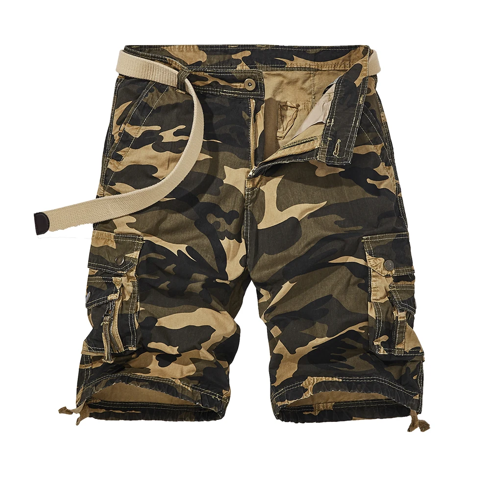 Summer outdoor European and American style multi pocket shorts, men\'s loose casual 5 point camouflage work shorts