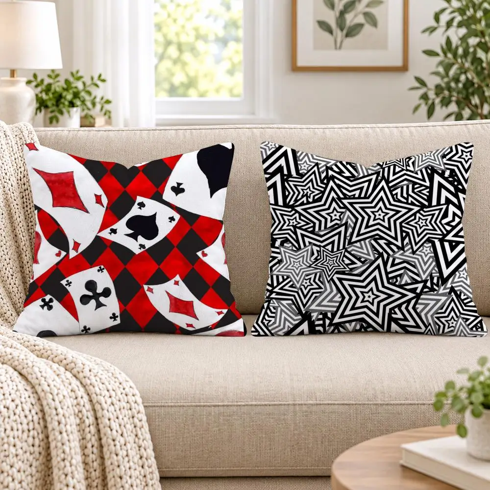 Cartoon P-PersonaS 5 Cushion Cover Short Plush Double-Sided Printing Sofa Bedroom Living Room Throw Pillow Cover Home Decor