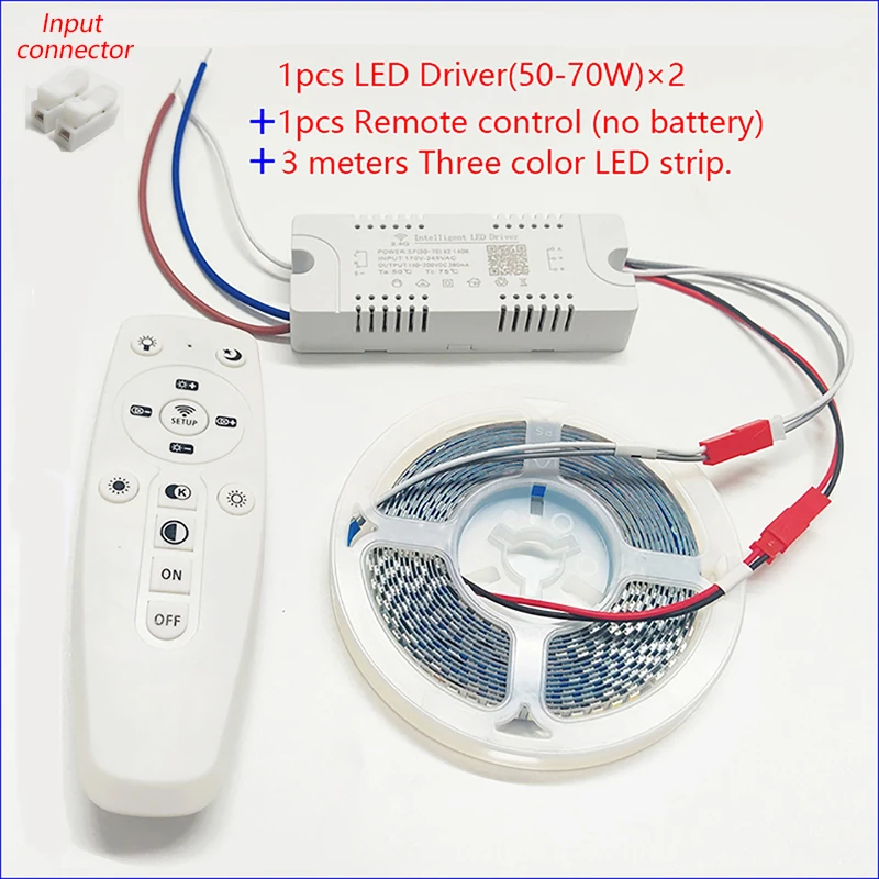 Intelligent LED Driver (50-70W)X2 With APP and 2.4G remote control LED transformer and 3 Meter Constant Current LED Strip.