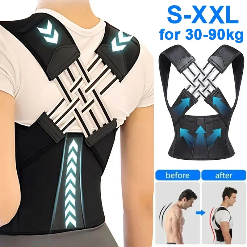 

Posture Back Brace Adjustable Back Support Strap to Prevent Spinal Distortion and Hunchback for Men Women corrector de postura