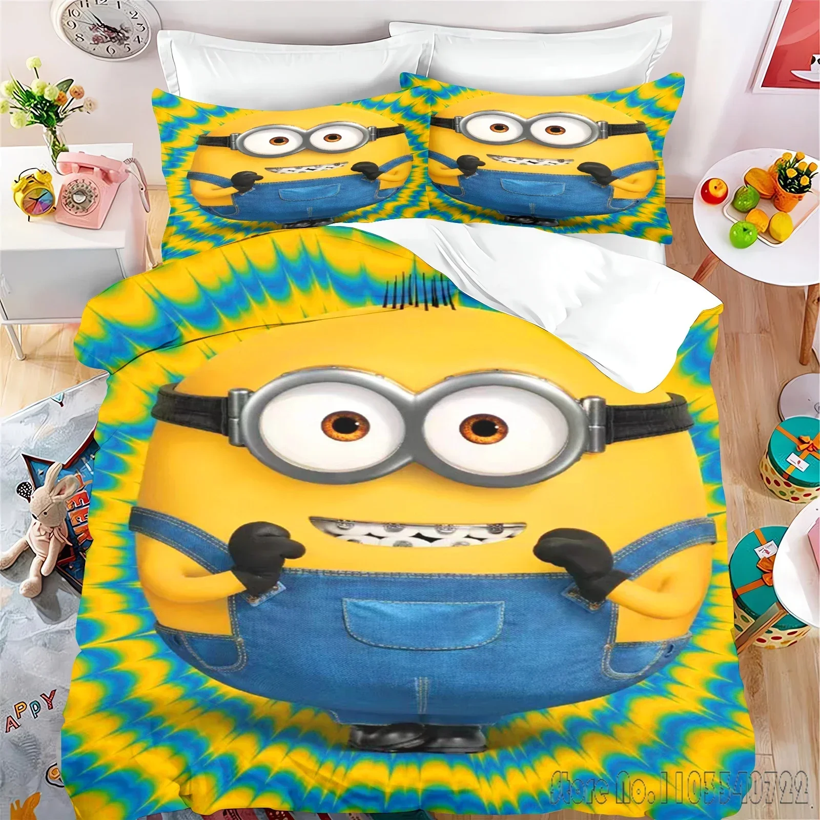 Anime M-Minions Love Child Duvet Cover Set HD Comforter Cover Bedclothes for Kids Bedding Sets Bedroom Decor