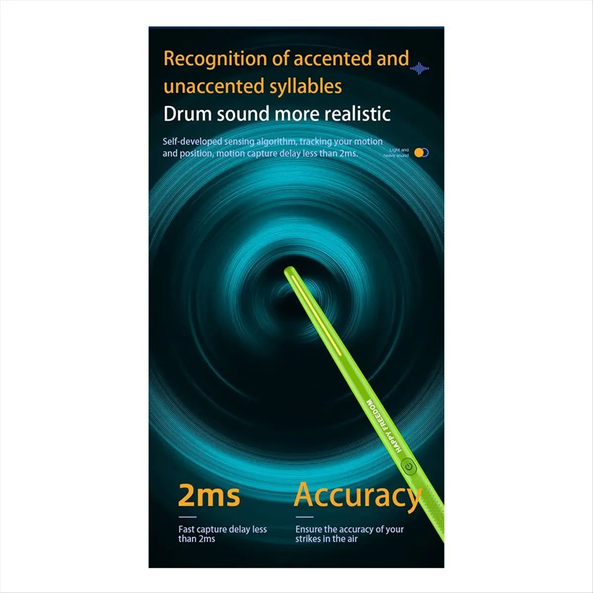 

T34C Electric Air Drumsticks Professional Air Drum Electronic Virtual Air Drum Drumsticks Pedals for Adults Kids Blue
